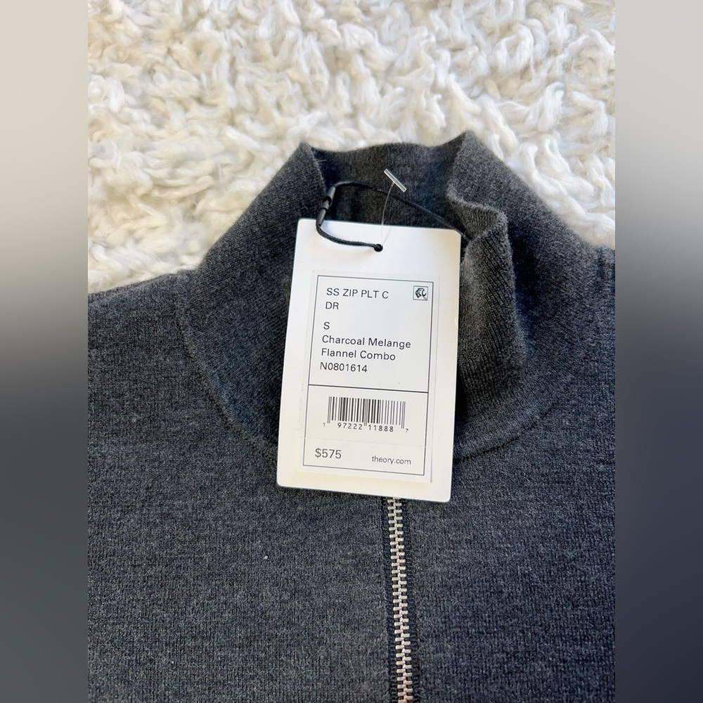 NWT $575 Theory Zip-Up Combo Dress in Blended Wool Flannel - Picture 7 of 7
